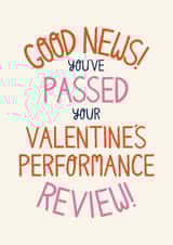 Funny Valentine’s Day Card - Good News - Performance Review created by Christine Cuddihy Illustration