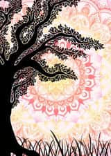 Arty card for any occasion - sunset pattern with tree silhouette created by Ella Sanderson