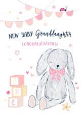 Cute New Baby Card - For Granddaughter - Teddy Bear created by Katie Phythian Design