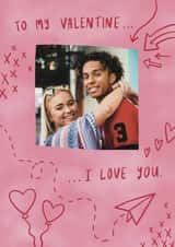 Personalised Valentines Day Photo Card created by Josie Gledhill - Classic Valentine's Day Card - Love Doodles