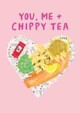 Cute Valentine's Card - You, Me & Chippy Tea - Fish & Chips created by Holly Fox