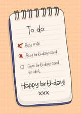 Funny birthday card for your loved ones - Shopping list created by Deadpixel