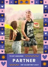 Personalised Valentines Day Photo Card created by Joanne Hawker - Classic Valentine's Day Card - Amazing Partner - Hearts And Stars