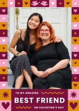 Personalised Valentines Day Photo Card created by Joanne Hawker - Classic Valentine's Day Card - Amazing Best Friend - Hearts And Stars