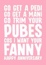 Naughty Anniversary Card - For Her - Go Get A Pedi created by Blind Faith