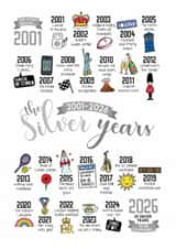 Cute Anniversary Card - 25th Silver Wedding - Life Events - 2021 created by Eskimo Kiss Designs