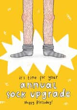 Funny Birthday Card - For Him - Annual Sock Upgrade created by Arrow Gift Co