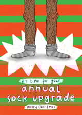 Funny Christmas Card - For Him - Your Annual Sock Upgrade created by Arrow Gift Co