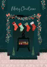 Classic Christmas Card - Stockings - Fireplace created by Rebecca Prinn