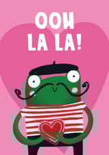 Cute Valentine's Day/Anniversary Card - Ooh La La - French Frog Illustration created by Lucy Maggie Designs