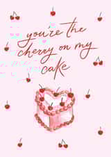 Cute Valentine's Day Card - Pink Cherry - Cake created by Making Meadows Ltd