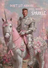 Positivity – Funny – For Him – “Sparkly Unicorn Knight” Card created by Giddy Kipper