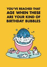 Cute Birthday Card - Birthday Bubbles - Little Miss created by Mr. Men