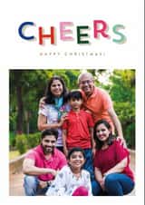 Personalised Christmas Photo Card created by Olivia Raufman Design - Colorful Happy Christmas Photo Card – Vintage Type – Bouncing Cheers