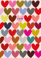 Classic Valentine's Day/Anniversary Card - Love You - Colourful Hearts created by Sea & Tea