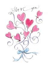 Traditional Valentine's Day/Anniversary Card - Heart Balloons created by Gabrielle Solly Illustration