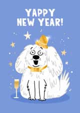 Cute New Year Card - Yappy New Year! - Dog created by Lucy Maggie Designs