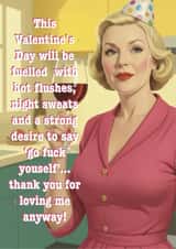 Funny menopause Valentine’s Day card to your significant other. created by Rosie bees craft box