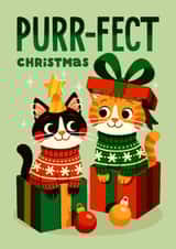 Cute Cat Christmas Card - Purr-fect Christmas - Cat Lover - Significant Other created by Folio | Ian Owen