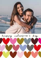 Personalised Valentines Day Photo Card created by Sea & Tea - Classic Valentine's Day Card - Colourful Hearts