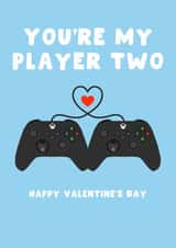 Cute Valentine’s Day Card - You’re My Player Two - XBox Controllers created by Pink Peach Cards