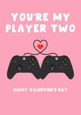 Cute Valentine’s Day Card - You’re My Player Two - For Her created by Pink Peach Cards