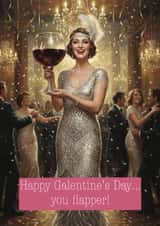 Funny Galentine’s day faceswap card for your flapper friend who likes a wine! created by Rosie bees craft box