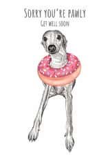 Cute sorry or illness card, friend, colleague, family, funny dog wearing a donut created by sarahcoxartwork