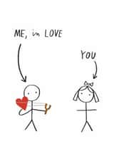 Cute Valentine's Day/Anniversary Card - Me, In Love - You - Slingshot created by Alice Mole Illustration