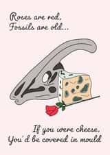 Roses are red, dinosaur poetry and cheese greeting card created by Dinosaurs Doing Stuff