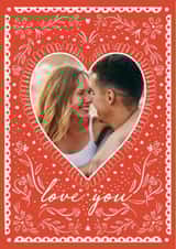 Personalised Valentines Day Photo Card created by Sabrin Deirani - Pretty Valentine's Day Card - Floral Heart Frame