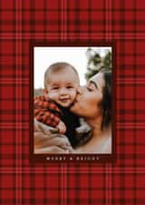 Personalised Christmas Photo Card created by Olivia Raufman Design - Classic Christmas Card - Merry And Bright - Red Tartan