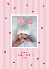 Personalised Valentines Day Photo Card created by Olivia Raufman Design - Cute Valentine’s Day Card – Confetti Hearts And Stripes