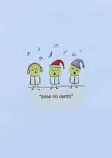 Christmas Funny Peas Peace Carol Singing Holiday Festive Cute Card created by Hannah Nicholson-Tottle