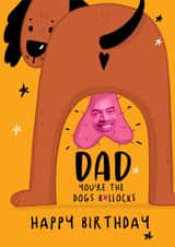 Funny Birthday Card - For Dad - Dogs Bollocks created by NICHOLA COWDERY ILLUSTRATIONS 