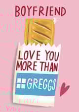 Funny Valentine's Day Card - For Boyfriend - Greggs Sausage Roll created by @AimeeStevens.Design