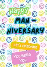 Happy Man-niversary coming out card created by The Biebs Collective