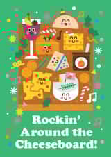 Funny Christmas Card - For Friend – Rockin’ Around the Cheeseboard created by Studio Boketto