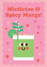 Funny Margarita Christmas Card – Spicy Margs Under the Mistletoe created by Studio Boketto