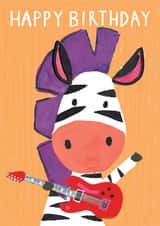 Rock and Roll Zebra Happy Birthday Card created by Paper Salad