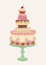 Classic birthday card - celebration cake - retro luxury created by Laura Murray