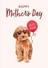 Cute Mother's Day Card - Cockapoo Dog - Balloon - Best Mum created by Debbie Daley Illustrations