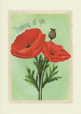 Floral Sympathy Card with Poppy for Grief or Support created by Pixiecraft