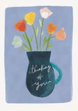 Thinking of You Card – Floral Vase Illustration created by Krupali Patel