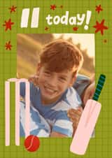 Personalised Birthday Photo Card created by Carla Ellis - Cricket Birthday Card for 11 Year Old - 11 Today!