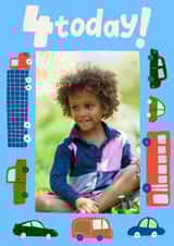 Personalised Birthday Photo Card created by Carla Ellis - Classic Birthday Card - 4th - Cars And Trucks