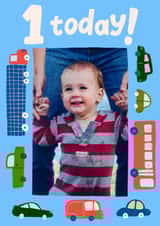 Personalised Birthday Photo Card created by Carla Ellis - Classic Birthday Card - 1st - Cars And Trucks