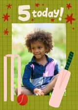 Personalised Birthday Photo Card created by Carla Ellis - Cricket Birthday Card for 5 Year Old - 5 Today!