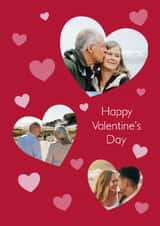 Personalised Valentines Day Photo Card created by Grey Street Paper - Happy Valentine's Day - 3 Photo Card - Hearts - For Her - For Him