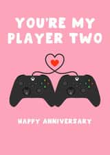 Cute Anniversary Card - My Player 2 - For Her created by Pink Peach Cards